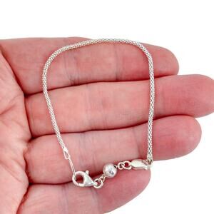 Vintage Sterling Silver 925 Popcorn Chain Bracelet 7.5"